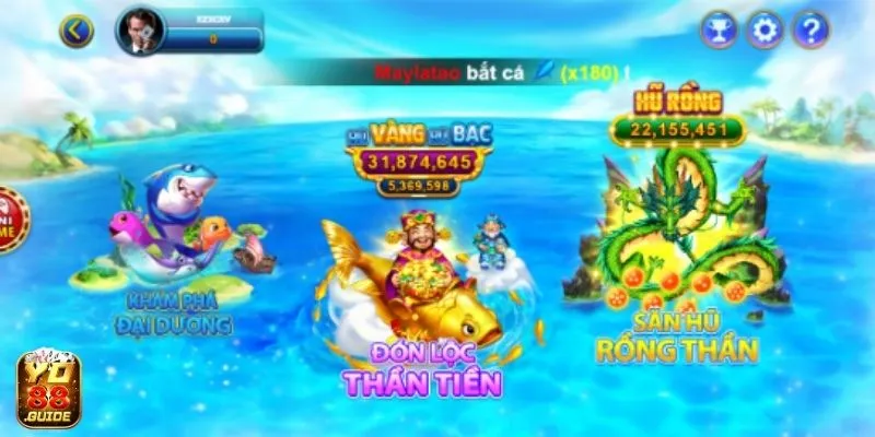 Các phòng chơi lần lượt tại Bắn Cá Yo88