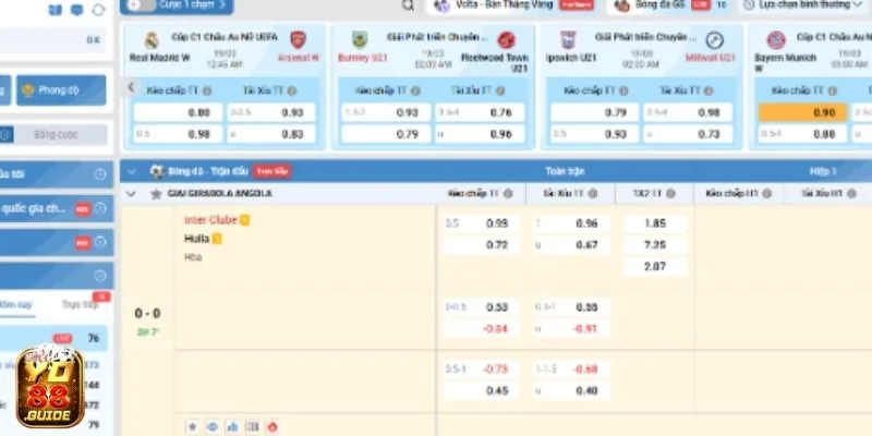 Cập nhật nhiều kèo, nhiều trận đấu tại Yo88