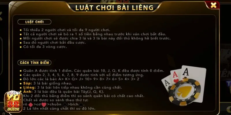 Hướng dẫn nhanh Liêng - game bài hay tại Yo 88