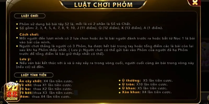 Luật chơi Phỏm hay tại cổng game Yo88