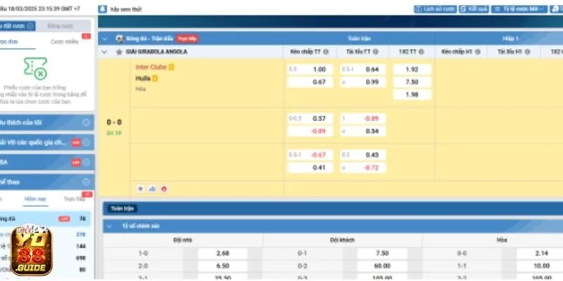 Nhiều trận đấu hội tụ tại kèo Chấp hiệp 1 Yo88