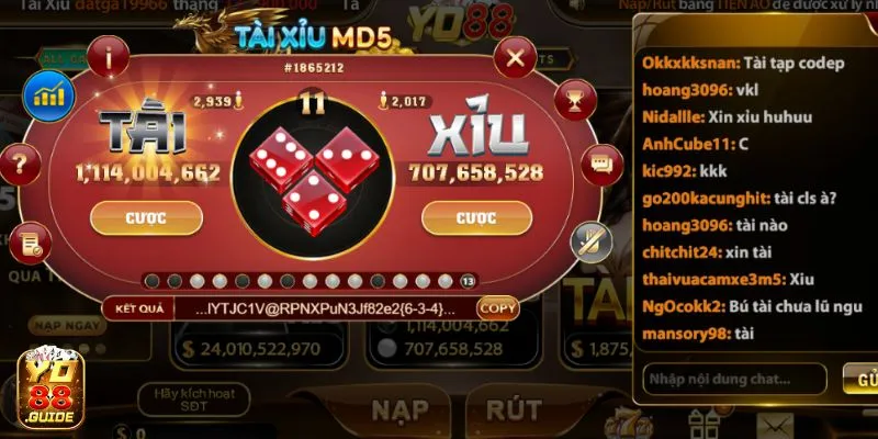 Tài Xỉu MD5 cực đông người chơi tại Yo88