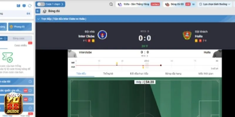 Tính năng mô phỏng trận đấu tại kèo Chấp hiệp 1 Yo88