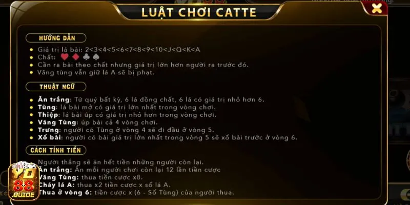 Xem nhanh luật chơi bài Catte tại Yo 88