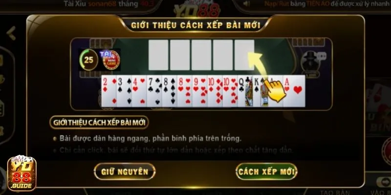 Cách xếp bài tiện lợi mới cho Mậu Binh Yo88