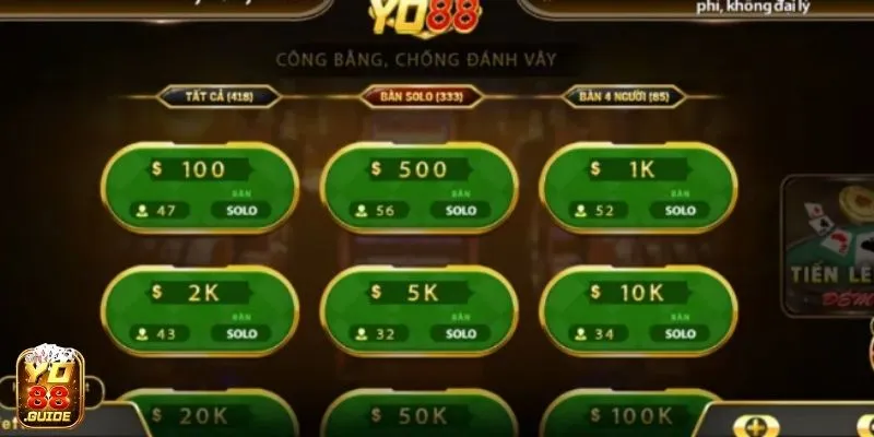 Thao tác thực hiện chơi Tiến lên đếm lá đơn giản