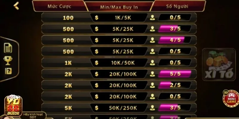 Thiết kế giao diện chơi Xì tố thân thiện, dễ thao tác