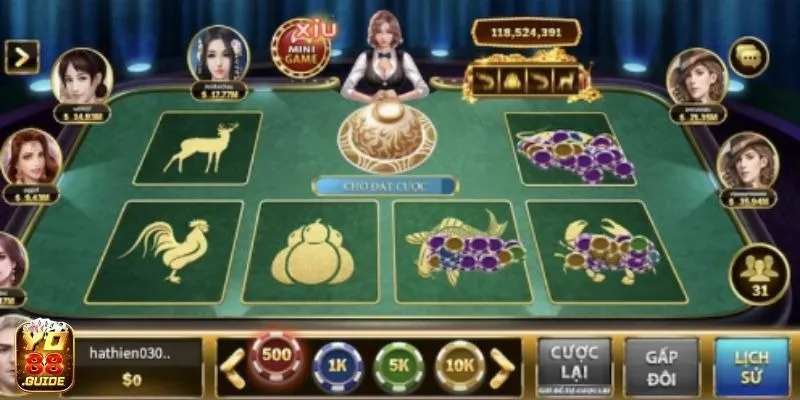 Thực hiện thao tác đặt cược Bầu cua đơn giản